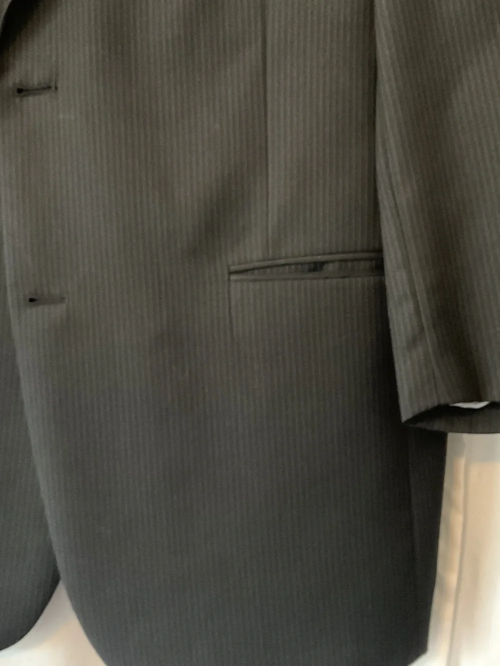 Hart Schaffer Marx Black Pinstripe Suite
